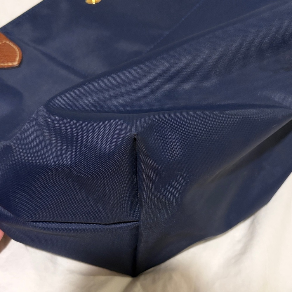 Longchamp Navy Blue Le Pilage Medium Tote Bag with Brown Trim - Picture 5 of 7